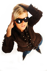 Image showing girl with black sunglasses