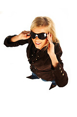 Image showing girl with black sunglasses