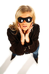 Image showing girl with black sunglasses