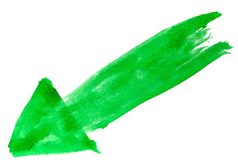 Image showing paint brush green arrow pointer watercolor texture stroke color