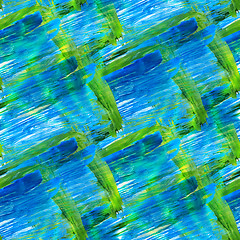 Image showing raster abstract seamless hand green blue painted watercolor back