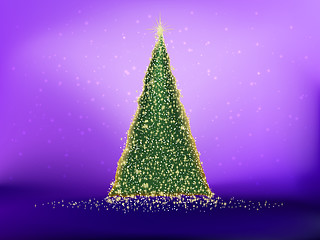 Image showing Golden christmas tree on violet. EPS 10