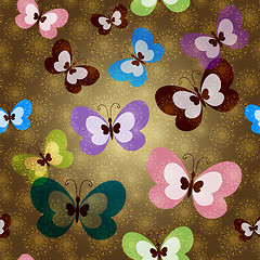 Image showing Seamless pattern with green butterflies