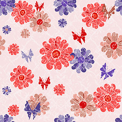 Image showing Pink grunge seamless spotty pattern