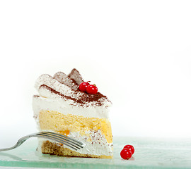 Image showing whipped cream and ribes dessert cake slice