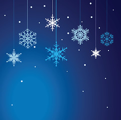 Image showing Vector set of snowflakes background.