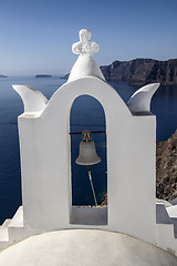 Image showing white church ,blue sea and sky