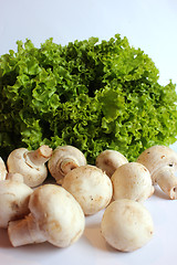 Image showing agaric and lettuce ready for the cooking