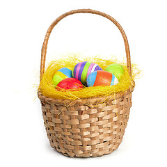 Image showing Easter eggs in a basket