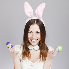 Image showing Girl with easter eggs