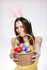 Image showing Girl with easter egg basket