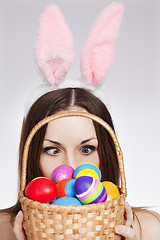 Image showing Girl with easter egg basket