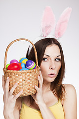 Image showing Girl with easter egg basket