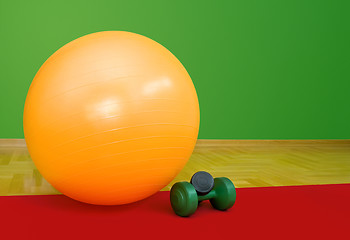 Image showing Fitness Ball and Weights