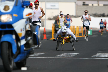 Image showing LANZAROTE , SPAIN - NOVEMBER 29: Disabled athlete in a sport whe