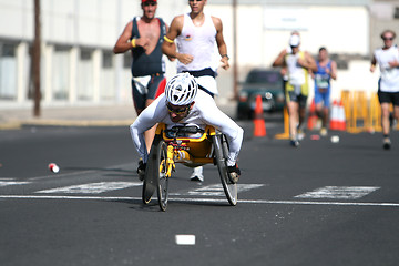 Image showing LANZAROTE , SPAIN - NOVEMBER 29: Disabled athlete in a sport whe