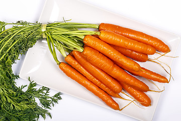 Image showing Freshly washed whole carrots