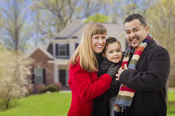 Image showing Happy Mixed Race Family in Front of House