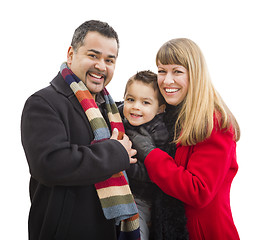Image showing Happy Young Mixed Race Family Isolated on White