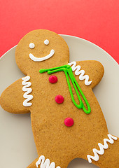 Image showing Gingerbread cookies with red background