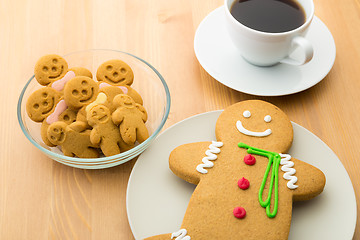 Image showing Gingerbread cookies and coffee 