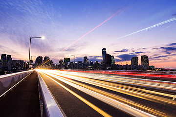 Image showing Traffic in Seoul city at night