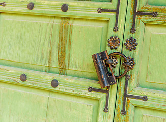 Image showing old metal door lock