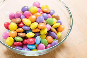 Image showing Colorful candy in bowl