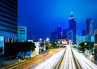 Image showing Traffic in Hong Kong at night