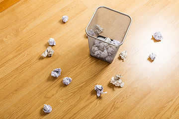 Image showing Trash bin and paper ball