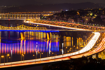 Image showing Seoul city skyline at night