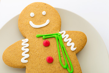 Image showing Gingerbread cookies on white plate