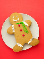 Image showing Gingerbread cookies with red background