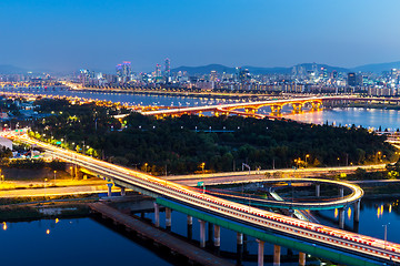 Image showing Seoul skyline at night