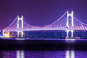 Image showing Busan city with suspension bridge