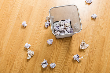 Image showing Trash basket and paper ball