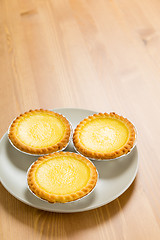 Image showing Egg tart on plate