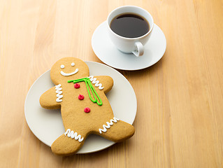 Image showing Gingerbread cookie and coffee