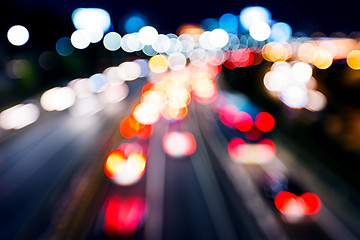 Image showing Blurred unfocused highway view at night