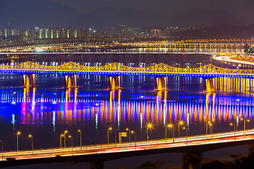 Image showing Han Gang in Seoul city at night 