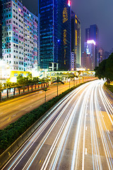 Image showing Traffic in Hong Kong at night