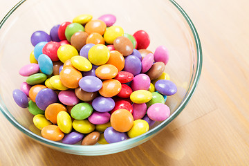 Image showing Colourful candy in bowl