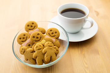 Image showing Gingerbread men and coffee