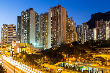 Image showing Kowloon with lion rock at night