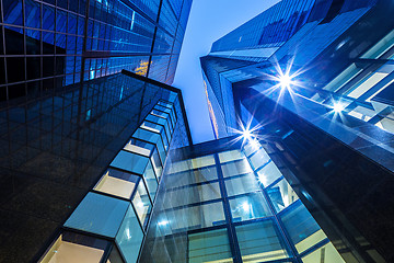 Image showing Skyscrapers view at night