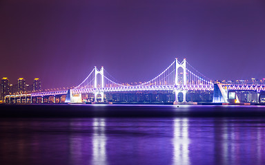 Image showing Busan city with suspension bridge