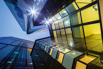 Image showing Skyscrapers view at night