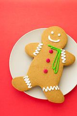 Image showing Gingerbread cookies with red background