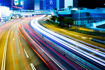 Image showing Traffic in Hong Kong at night