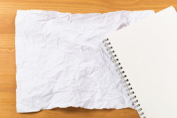 Image showing White crumple paper and notepad